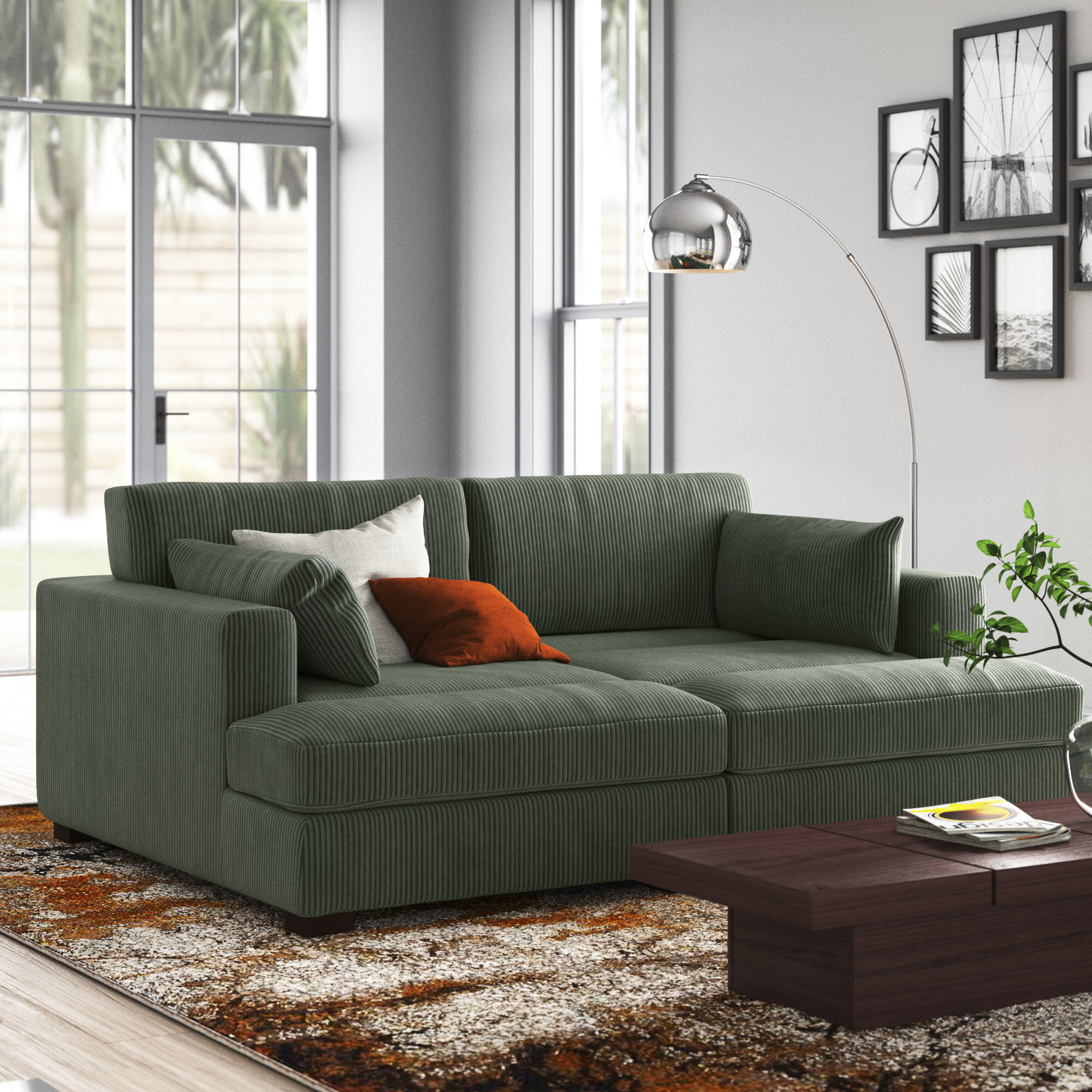 Wade Logan Bentura 83.86 Recessed Arm Modular Sofa Reviews Wayfair